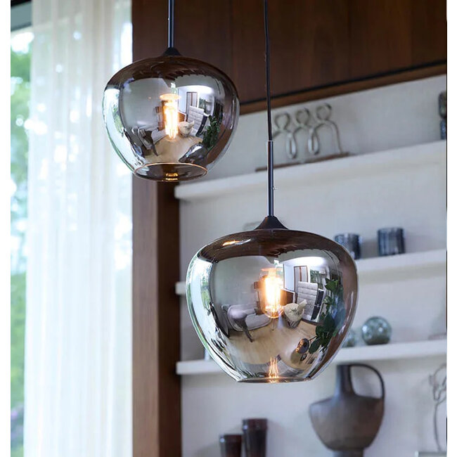 Light en Living Hanglamp MAYSON mat zwart+glas smoke - Diverse maten