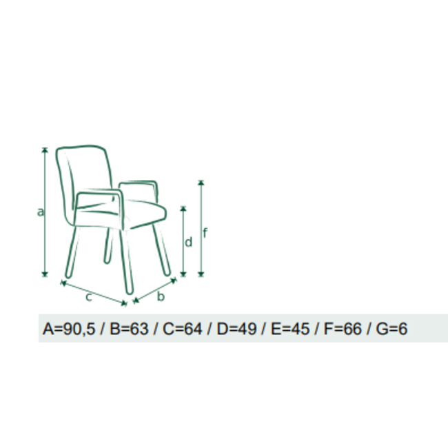 Wildeboer & v/d Weide Eettafelstoel Mabel met arm - stof C-Magnum 66