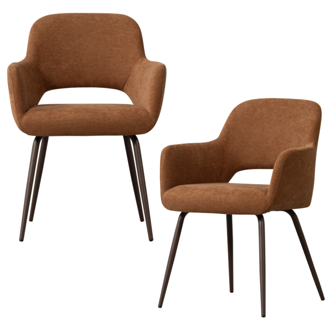 Woood Jenny eetkamerstoel geweven stof bruin