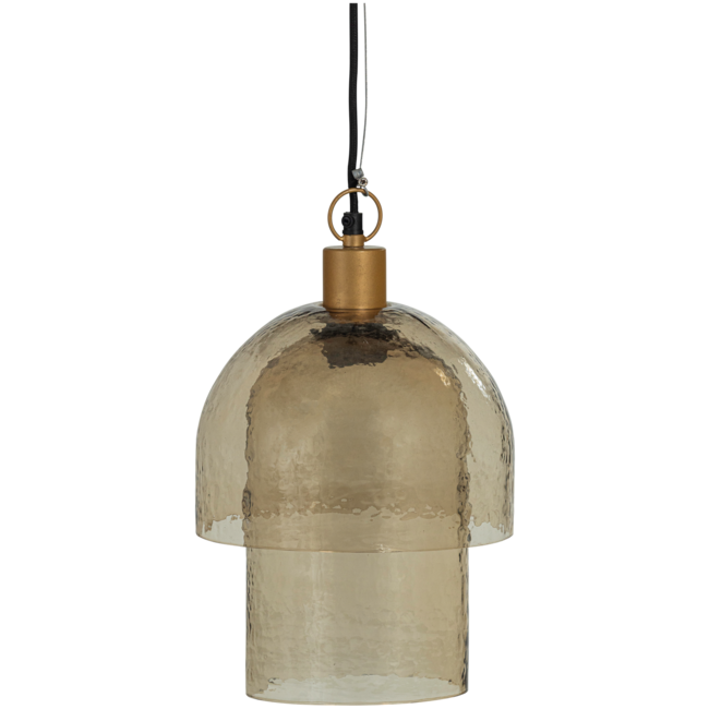 Woood Gigi hanglamp dubbele kap gehamerd glas naturel