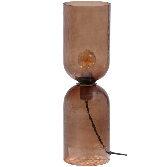 Woood Gigi tafellamp gehamerd glas 51xo15cm bruin