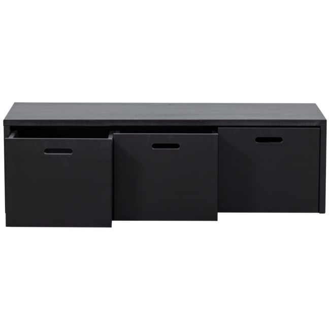 Woood Silke kistbank met lades grenen diepzwart [fsc]