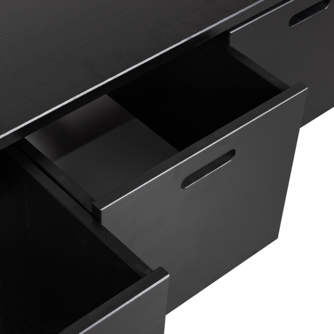 Woood Silke kistbank met lades grenen diepzwart [fsc]