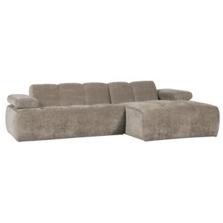 Woood Mojo chaise longue bank rechts ribstof donkerzand