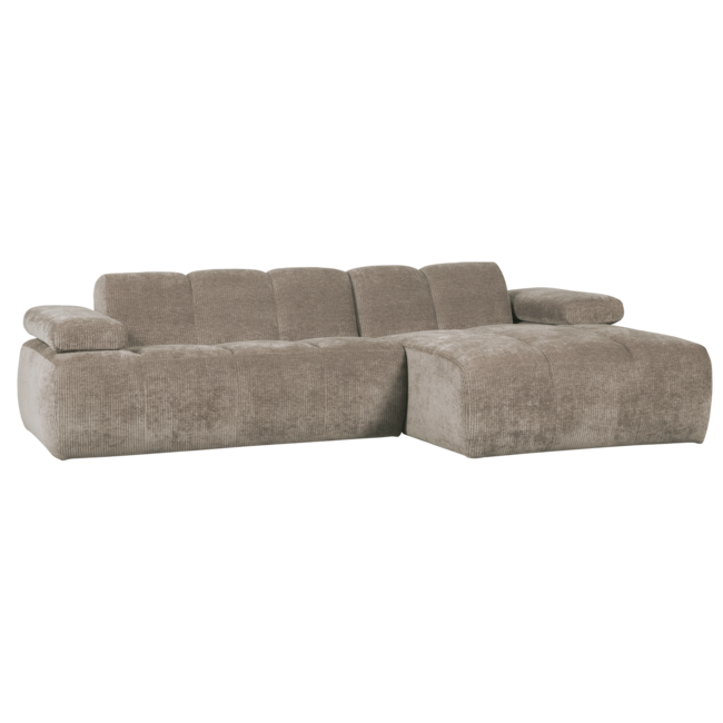 Woood Mojo chaise longue bank rechts ribstof donkerzand