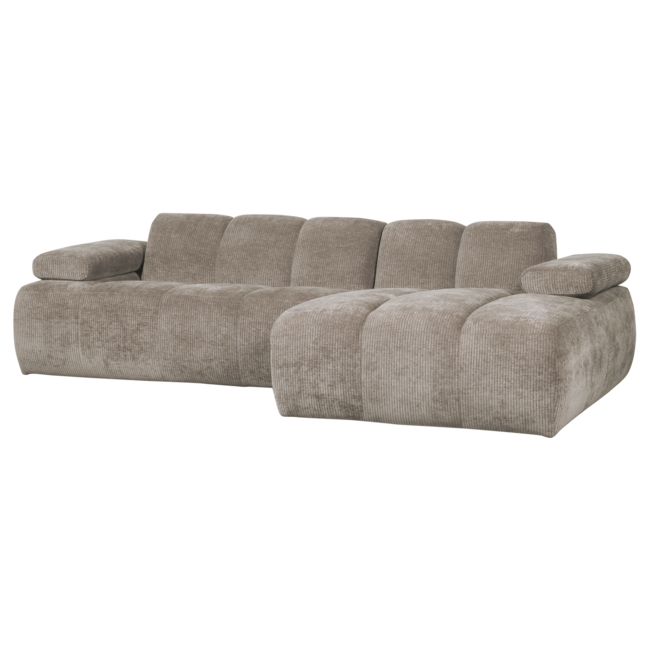 Woood Mojo chaise longue bank rechts ribstof donkerzand