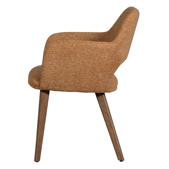 Woood Murat eetkamerstoel geel met houten poot donkerbruin