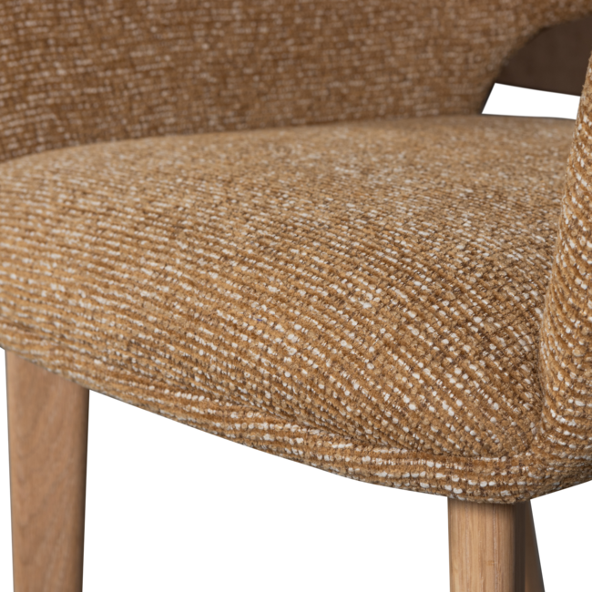 Woood Murat eetkamerstoel geel met houten poot naturel