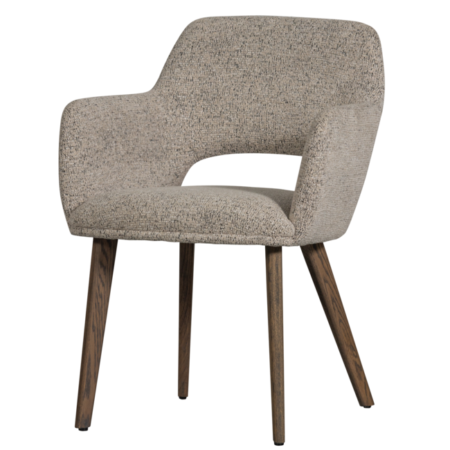 Woood Murat eetkamerstoel naturel met houten poot donkerbruin