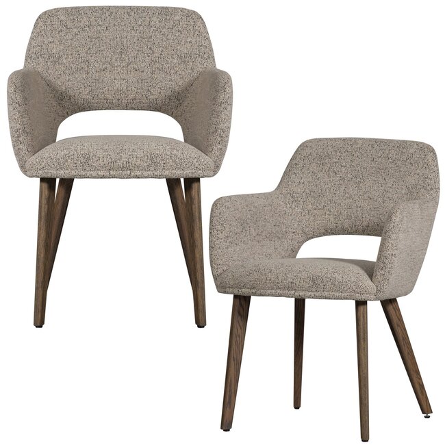 Woood Murat eetkamerstoel naturel met houten poot donkerbruin