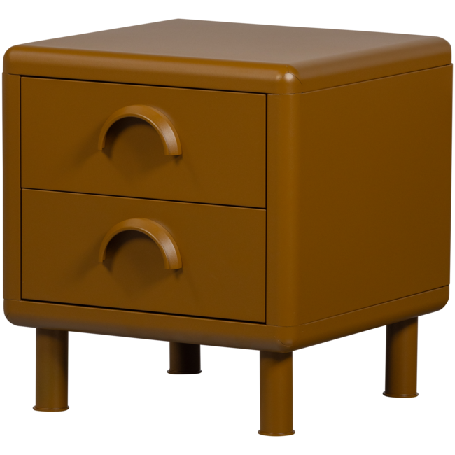 Woood Rune ladekast/nachtkastje 2 lades metaal honinggeel