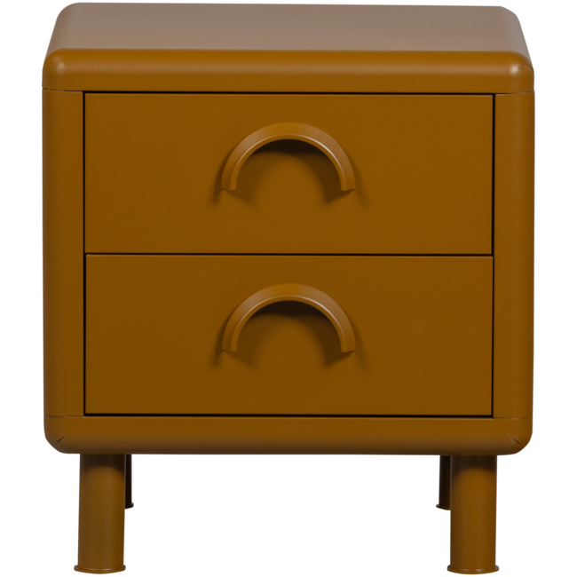 Woood Rune ladekast/nachtkastje 2 lades metaal honinggeel