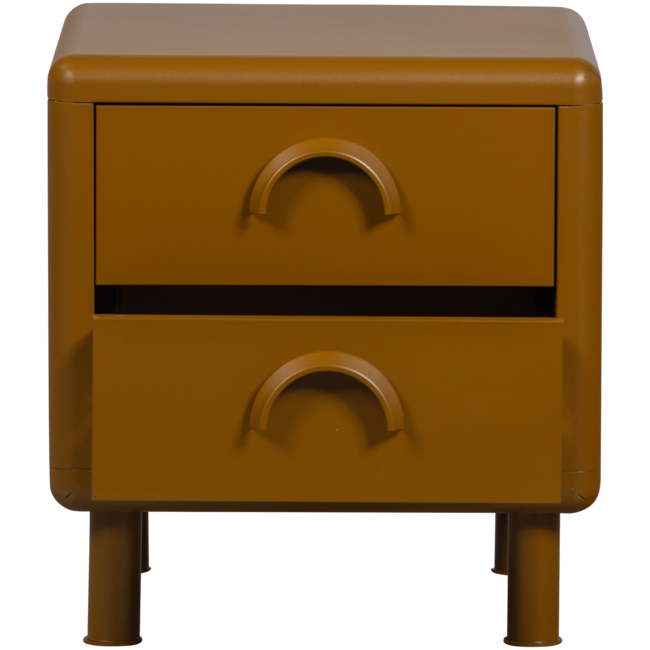 Woood Rune ladekast/nachtkastje 2 lades metaal honinggeel