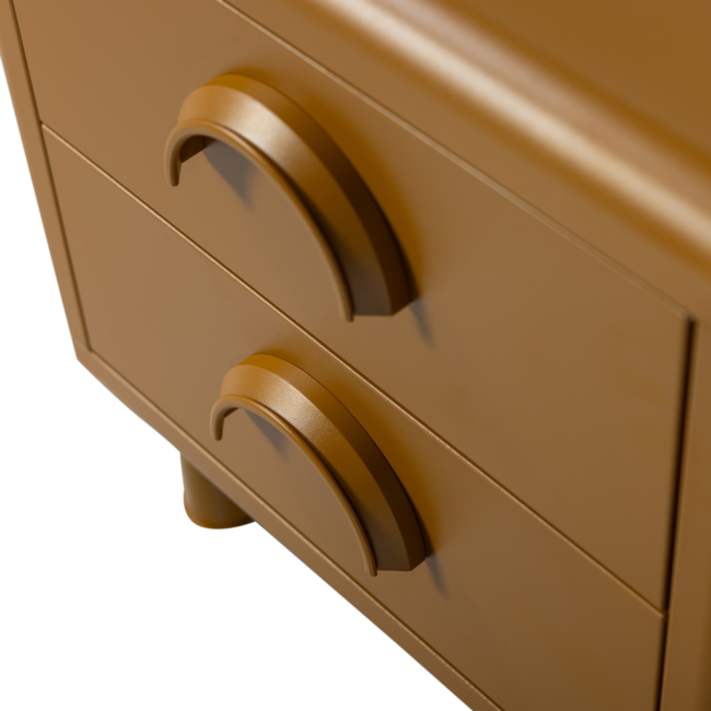 Woood Rune ladekast/nachtkastje 2 lades metaal honinggeel