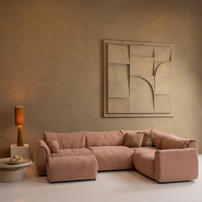 Woood Baggy hoekbank rechts geweven chenille oud roze