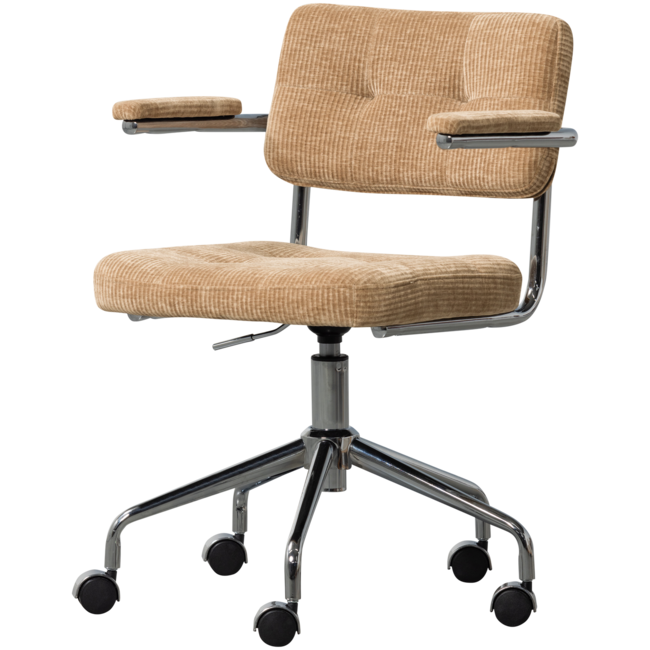 Woood Kova bureaustoel geweven ribstof donkerzand