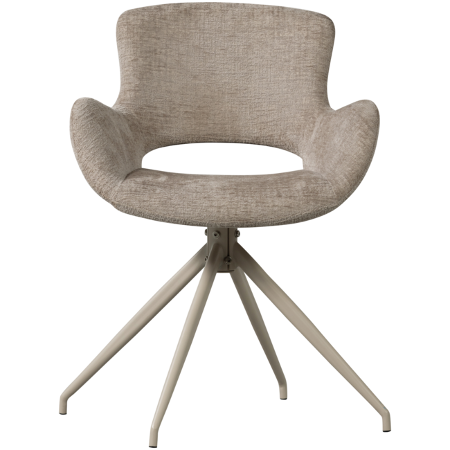 Woood Eliva eetkamerstoel structure velvet zand - set van 2