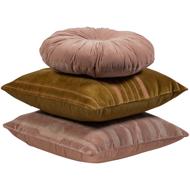 Woood Feis kussens velvet roze/naturel - set van 3