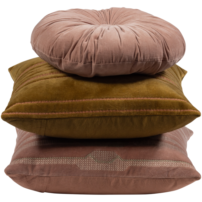 Woood Feis kussens velvet roze/naturel - set van 3