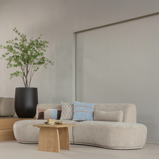 Woood Laon kussens velvet naturel/blauw - set van 3