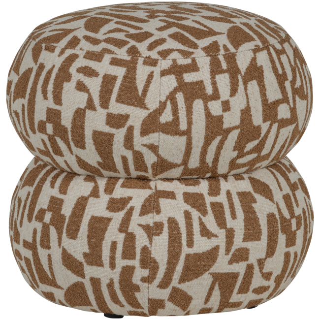 Woood Anic poef met grafisch patroon bruin