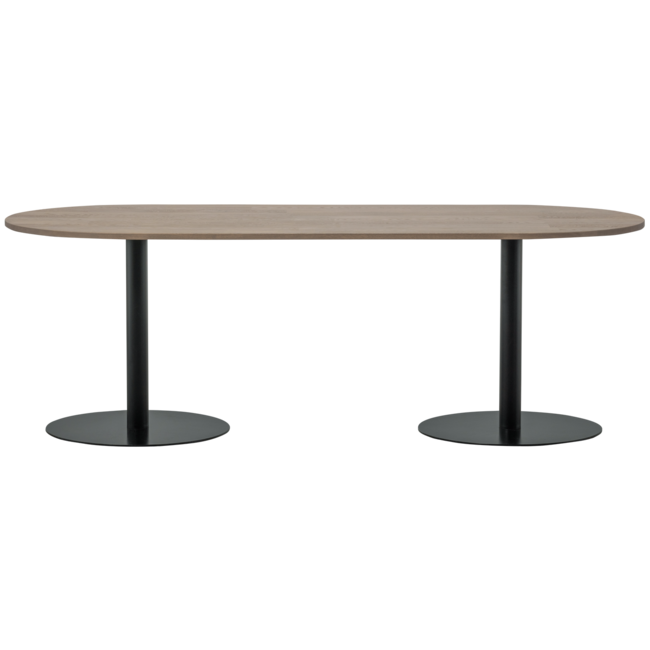 Woood Tablo eettafel ovaal vingerlas 220x90cm pebble grey/zwart [fsc]