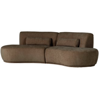 Woood Batavier half ronde bank 4-zits velvet melange bruin