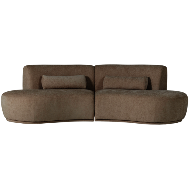 Woood Batavier half ronde bank 4-zits velvet melange bruin