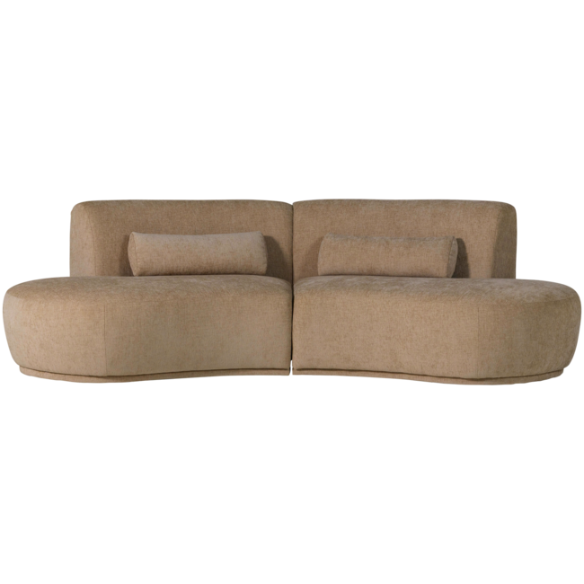 Woood Batavier half ronde bank 4-zits velvet melange lichtbruin