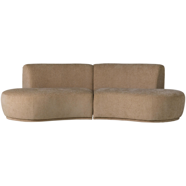 Woood Batavier half ronde bank 4-zits velvet melange lichtbruin