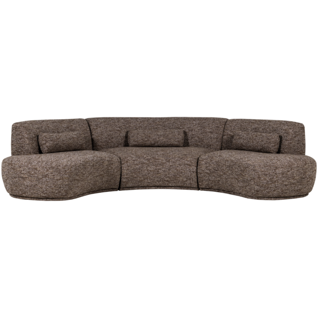 Woood Batavier half ronde bank 6-zits bruin melange