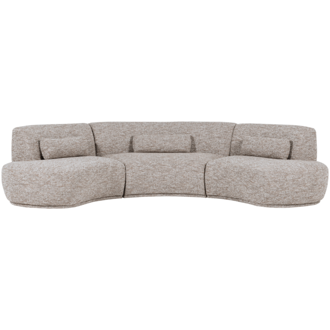 Woood Batavier half ronde bank 6-zits zand melange