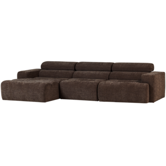 Woood Novi chaise longue bank links donkerbruin melange