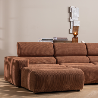 Woood Novi chaise longue bank links ribstof terra