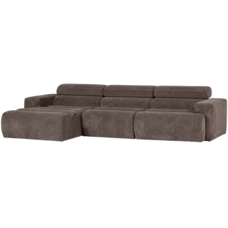 Woood Novi chaise longue bank links ribstof grijsbruin