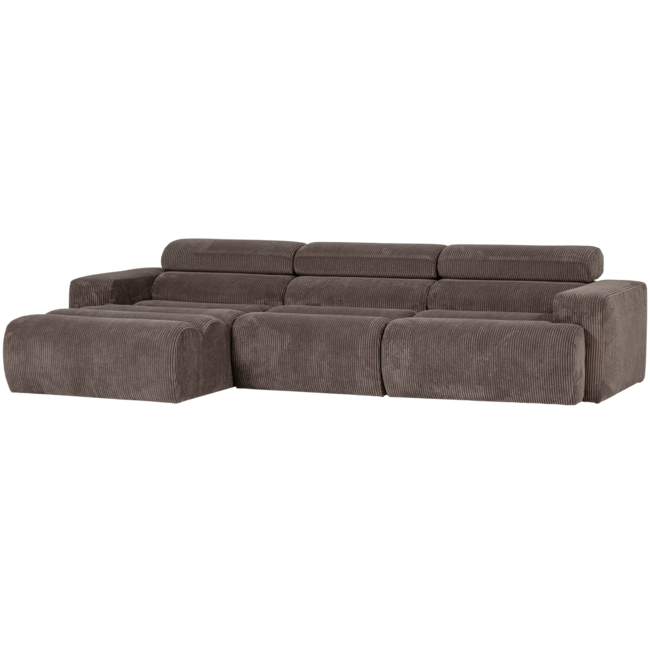 Woood Novi chaise longue bank links ribstof grijsbruin