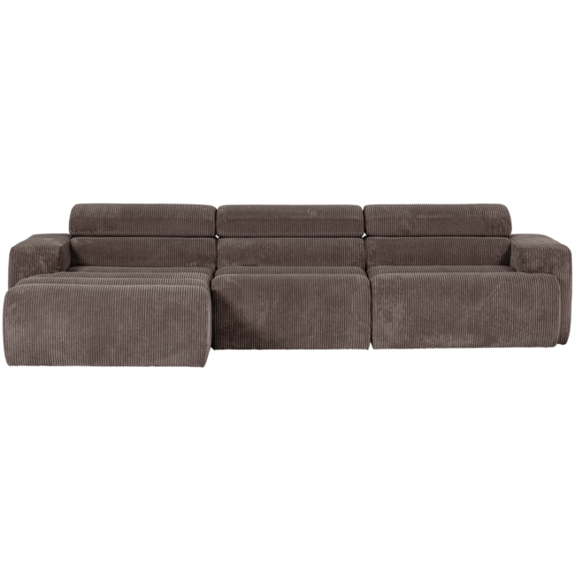 Woood Novi chaise longue bank links ribstof grijsbruin