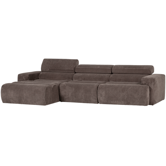 Woood Novi chaise longue bank links ribstof grijsbruin