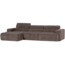 Woood Novi chaise longue bank links ribstof grijsbruin