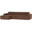 Woood Novi chaise longue bank links ribstof mokkabruin