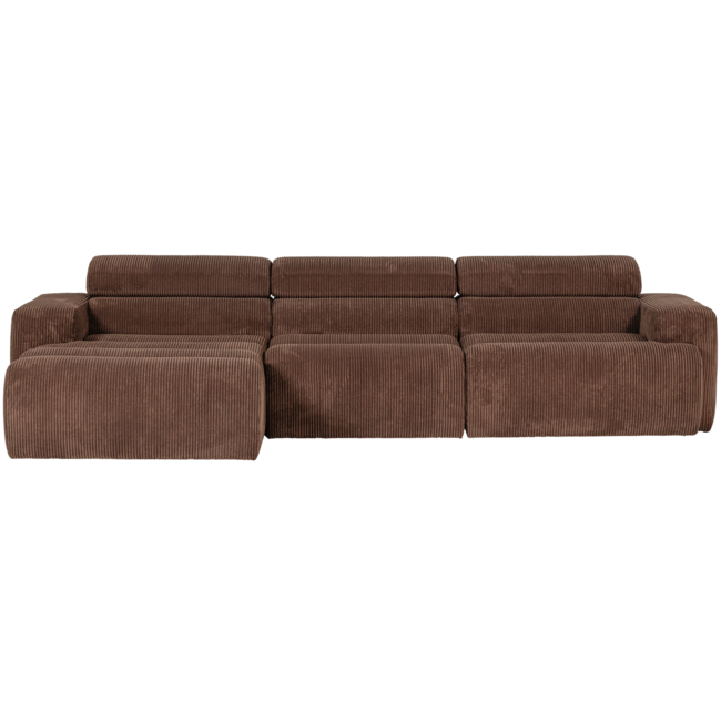 Woood Novi chaise longue bank links ribstof mokkabruin