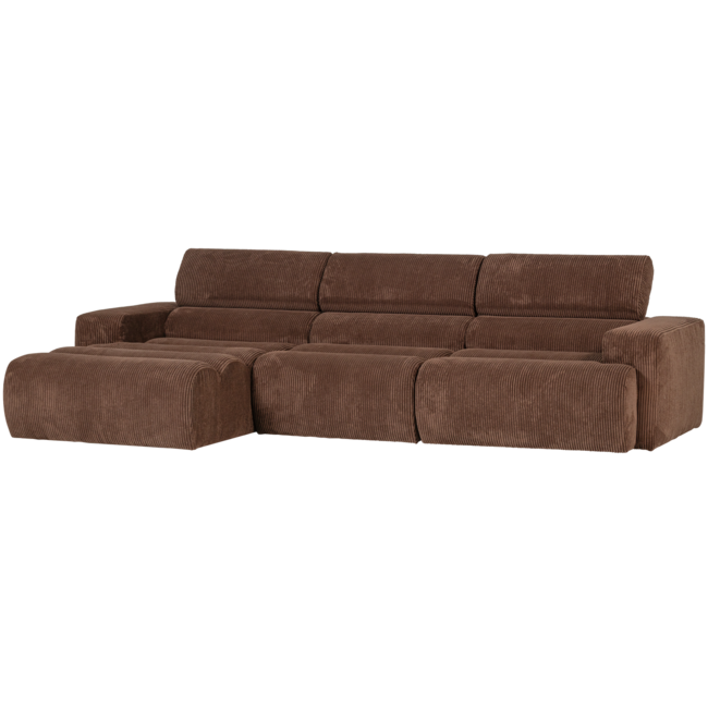Woood Novi chaise longue bank links ribstof mokkabruin
