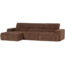 Woood Novi chaise longue bank links ribstof mokkabruin