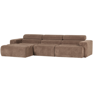 Woood Novi chaise longue bank links ribstof taupe