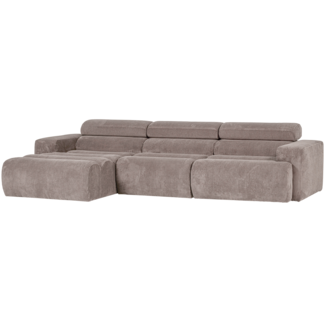 Woood Novi chaise longue bank links ribstof zand