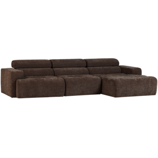 Woood Novi chaise longue bank rechts donkerbruin melange