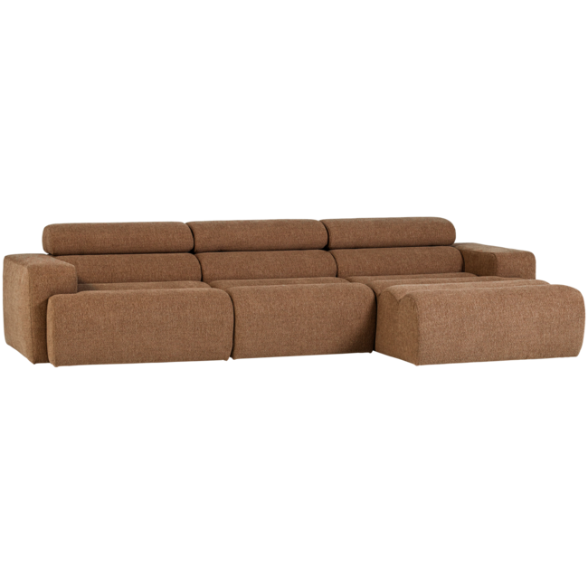 Woood Novi chaise longue bank rechts boucle karamelbruin