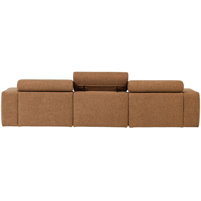 Woood Novi chaise longue bank rechts boucle karamelbruin