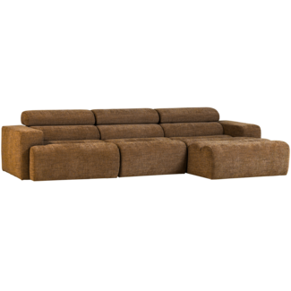 Woood Novi chaise longue bank rechts karamelbruin melange