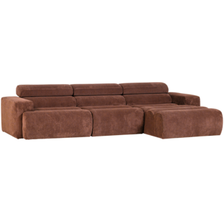 Woood Novi chaise longue bank rechts ribstof terra